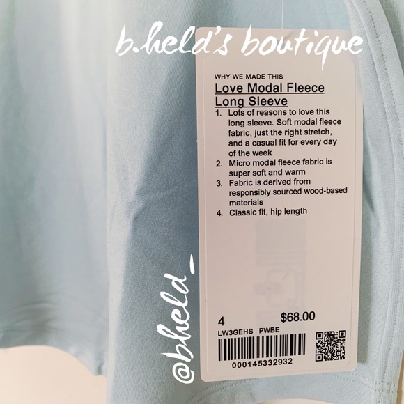 lululemon Love Modal Fleece Long Sleeve Shirt in Powder Blue Size 4 New NWT - Picture 3 of 12